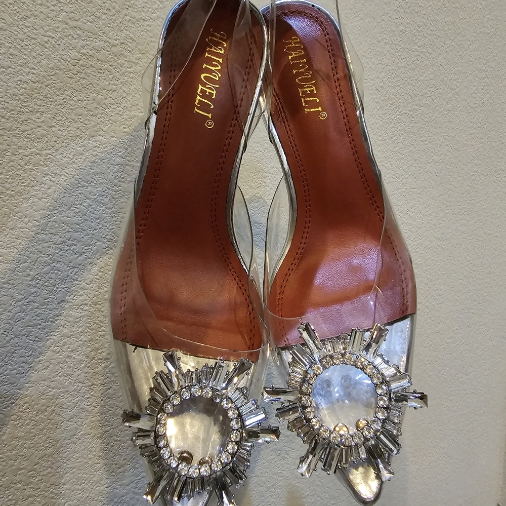 Cinderella Princess Clear Kitten Heels Costume Size 5